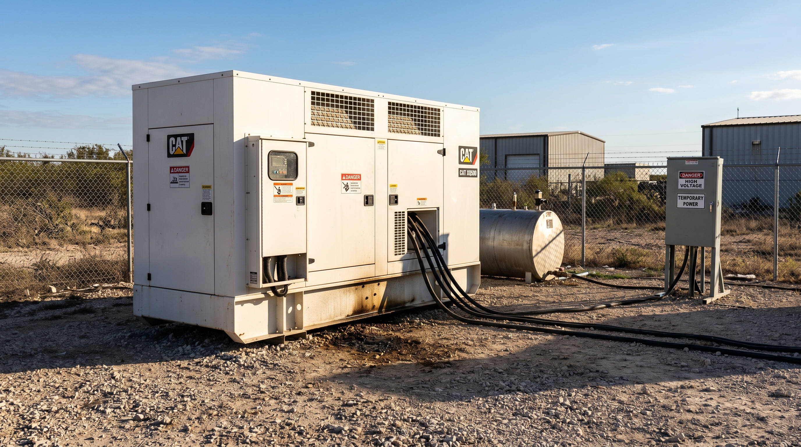 Mobile generator powering a commercial job site