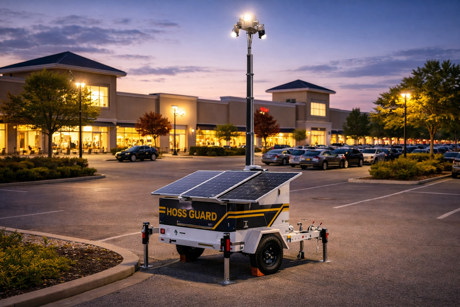 Compact Hoss security unit deployed at a retail shopping center