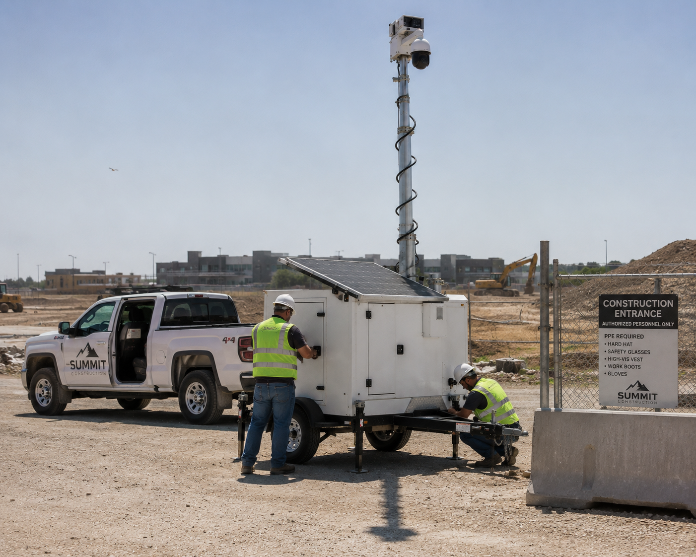 Hoss security trailer deployed at a construction site
